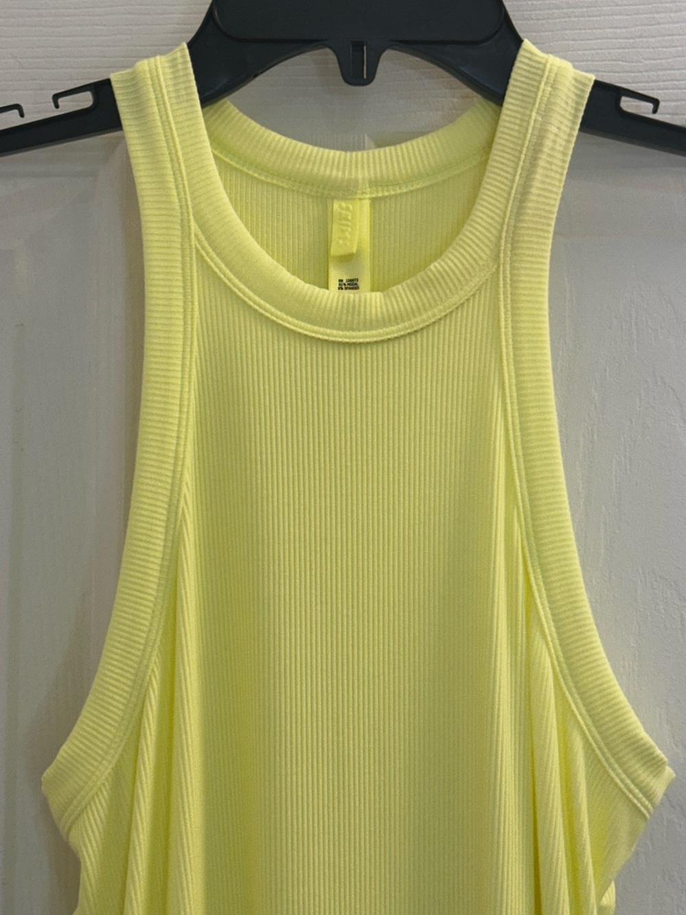 Skims Soft Lounge Ribbed High Neck Tank Dress in Neon Yellow Lemonade size Large - Picture 6 of 13